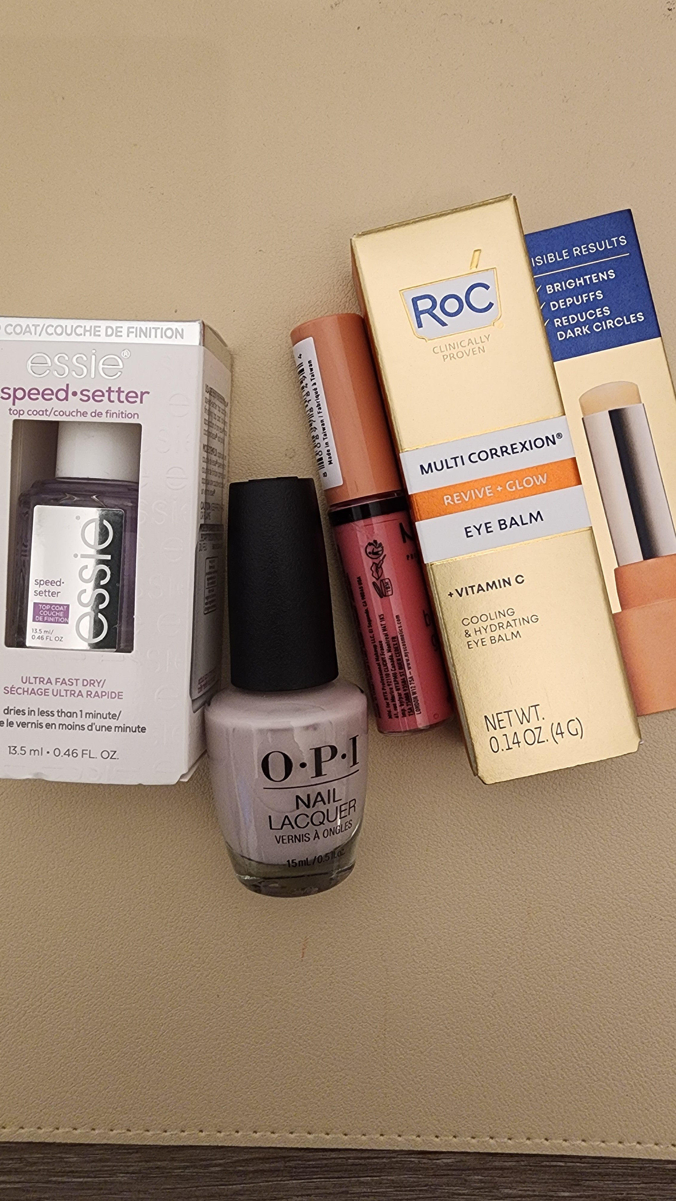 Drug store favorites Essie speed setterO.P.I. don't bossa nova me aroundNyx butter gloss in crème bruleeROC revive + glow eye balmCurrently on deal

#LTKBeauty #LTKSaleAlert