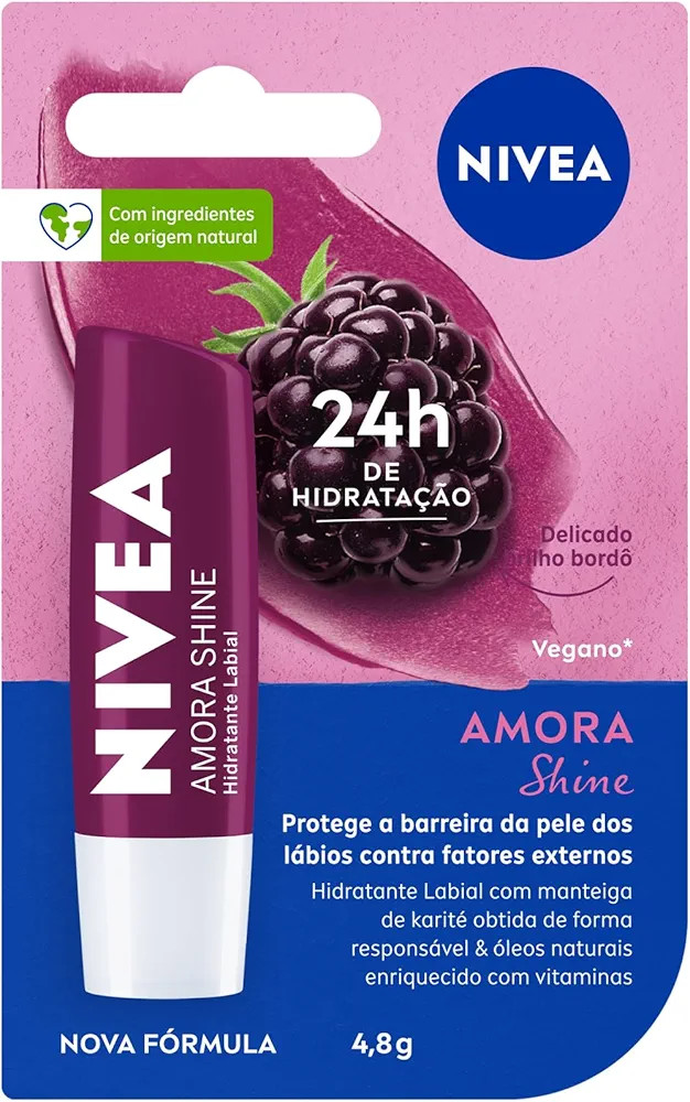 NIVEA Hidratante Labial Amora Shine 4,8 g - Cuidado intensivo para seus lábios, hidratação pro... | Amazon (BR)