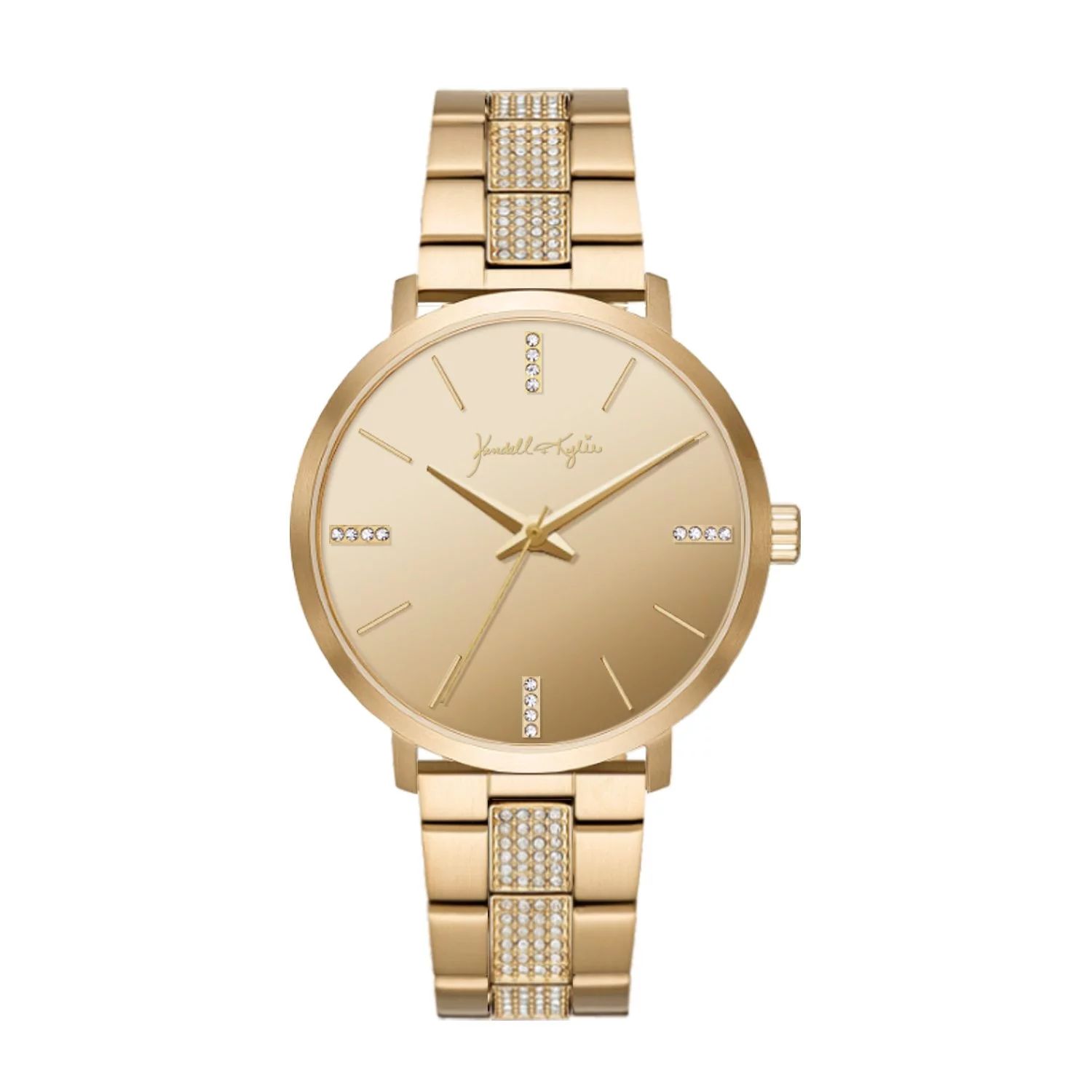 Kendall + Kylie Watch: Gold Toned Metal Stone Studded Link - Walmart.com | Walmart (US)