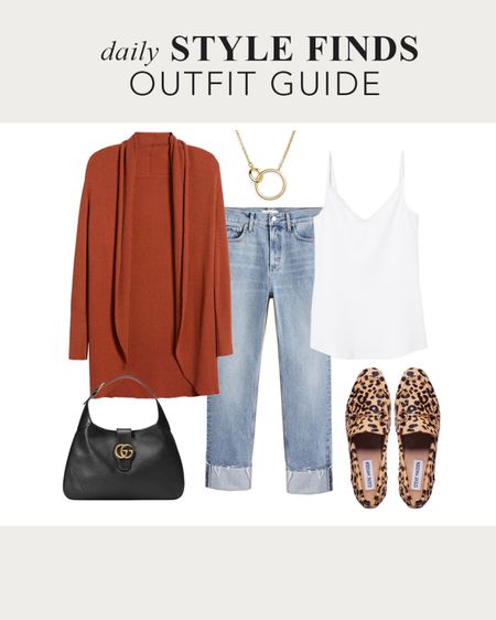 Back to school - teacher outfit - 2023 fall outfit idea - fall outfit trends - leopard flats - cuffed jeans - jean denim  trends 2023 - long rust fall cardigan - gold necklace #backtoschool #falloutfit 

#LTKBacktoSchool #LTKstyletip #LTKFind