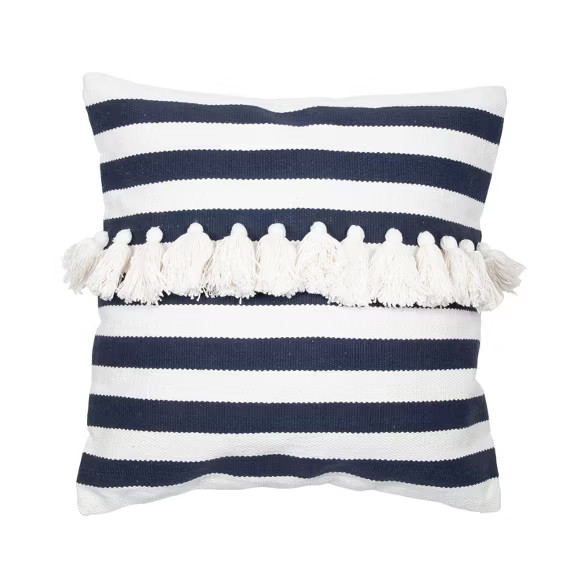 Foreside Home & Garden Blue and White 20 x 20 inch Decorative Cotton Throw Pillow Cover with Inse... | Target