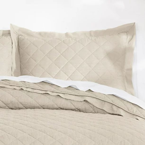 Gap Home Washed Frayed Edge Organic Cotton Quilted Sham Pair, Standard 20x26, Khaki - Walmart.com | Walmart (US)