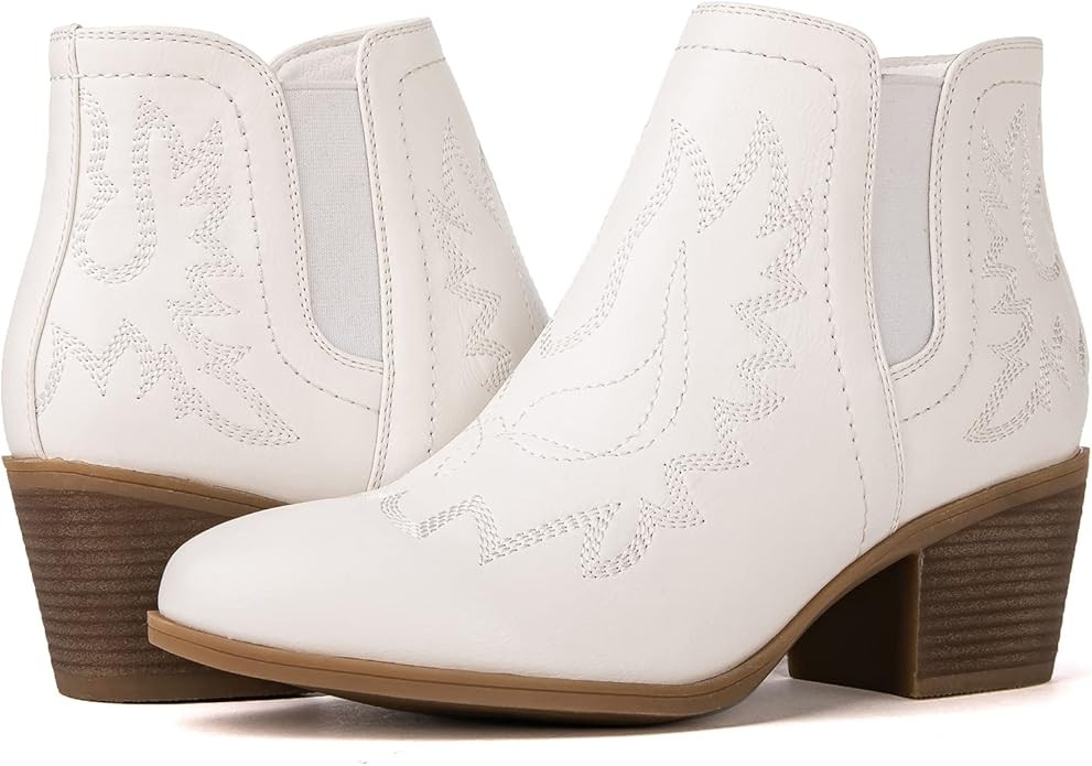 GLOBALWIN Women's Cowgirl boots Western Short Ankle Pull On Comfortable Cowboy Boots For Women Lo... | Amazon (US)