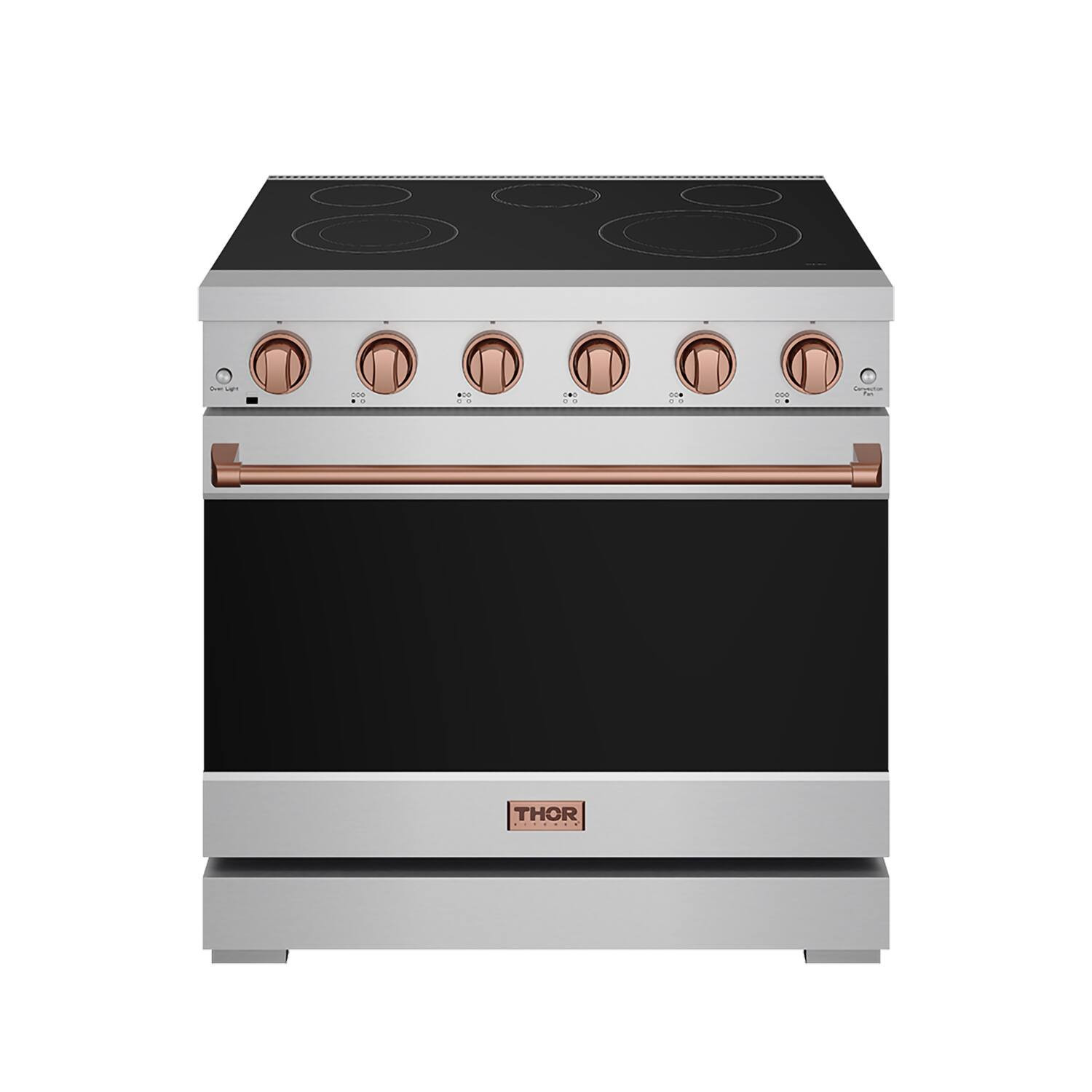 36 in. Wide 5 Elements Gordon Ramsay Series by Thor Kitchen 6.0 Cu.Ft Freestanding Electric Range with Rose Gold Handles - Stainless Steel | Best Buy U.S.