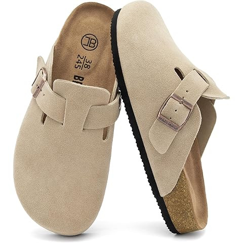 FITORY Womens Clogs Slip-on Potato Shoes Leather Mules Suede Cork Footbed | Amazon (US)