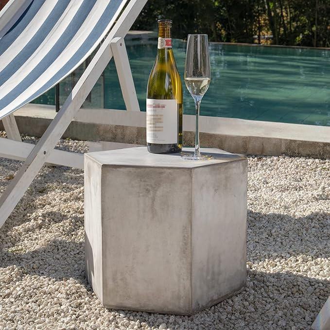COSIEST Concrete Accent Table, Hexagon Patio Side Table 14.5''Wx12''H, Modular Design Indoor Outd... | Amazon (US)