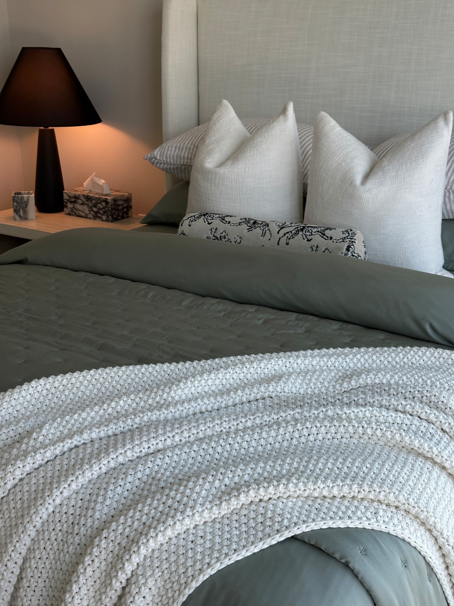 everything is quince besides my bolster pillow! all linked below