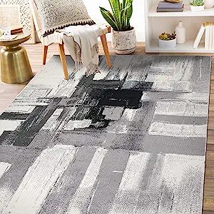 Rugshop Contemporary Modern Abstract Area Rug 7' 10" x 10' Black | Amazon (US)