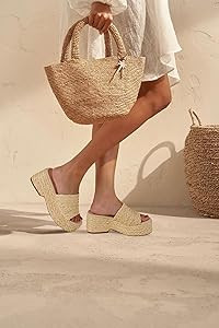 Platform Slip on Espadrille Sandals for Women Wedges Slides Bohemia Sandals Flatform Open Toe Bea... | Amazon (US)