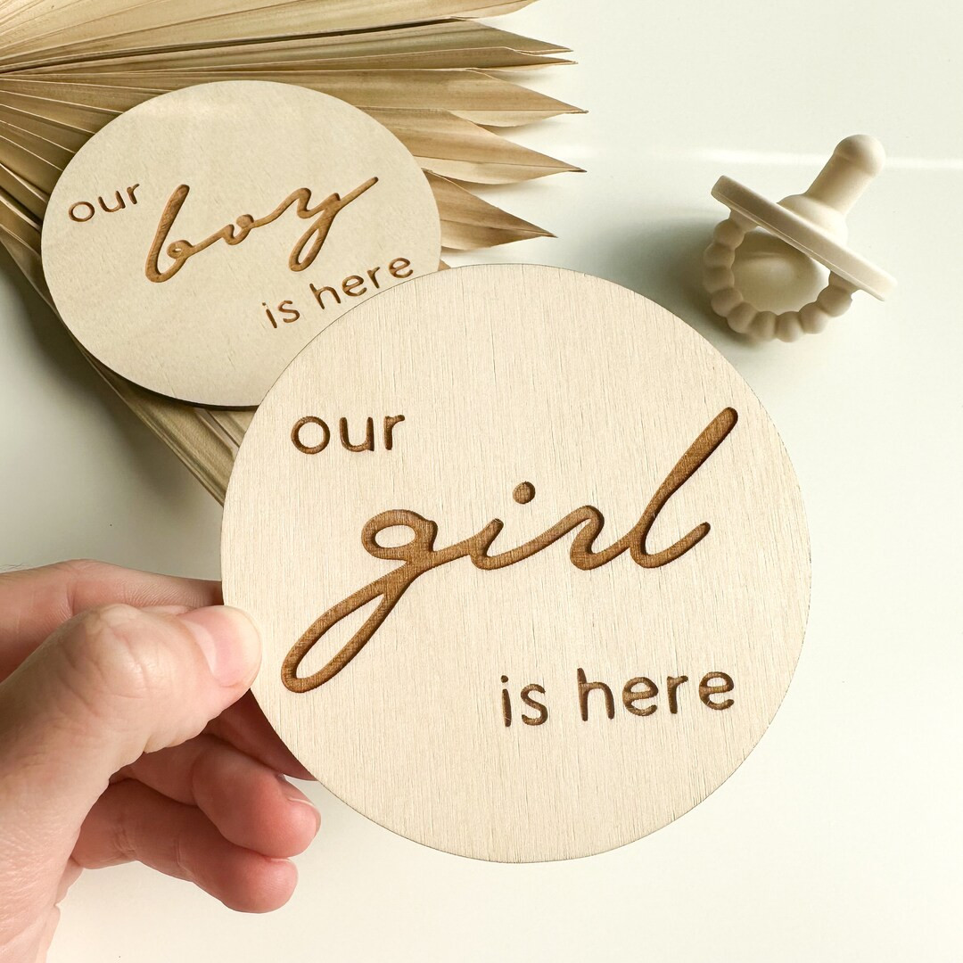 Minimalist Our Girl is Here / Our Boy is Here Gender Reveal - Etsy | Etsy (US)