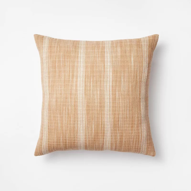 Woven Striped Square Throw Pillow Camel/Cream - Threshold™ designed with Studio McGee | Target
