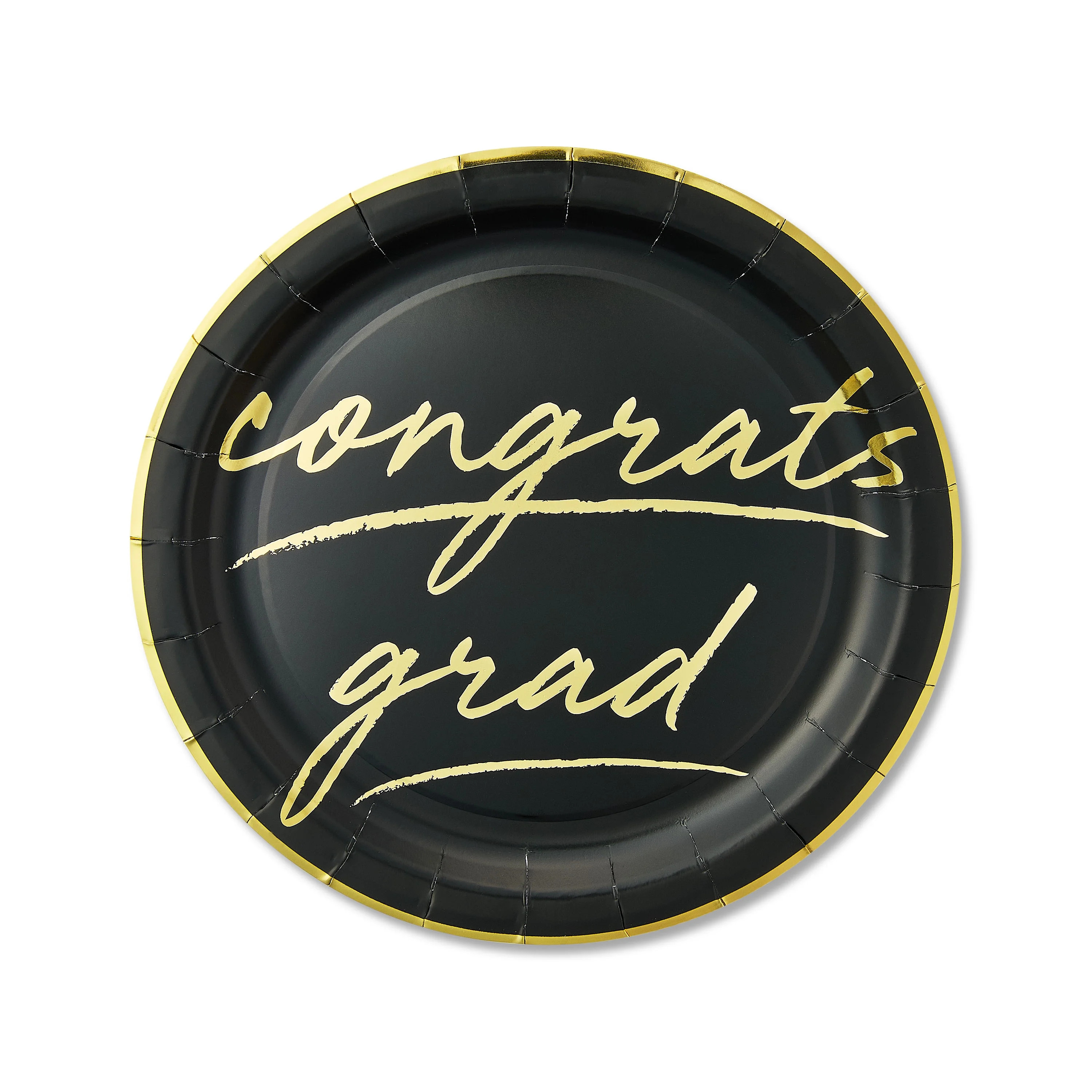 Graduation Congrats Grad Gold Foil Paper Dinner Plates, 9 in, 8 Count, by Way To Celebrate | Walmart (US)