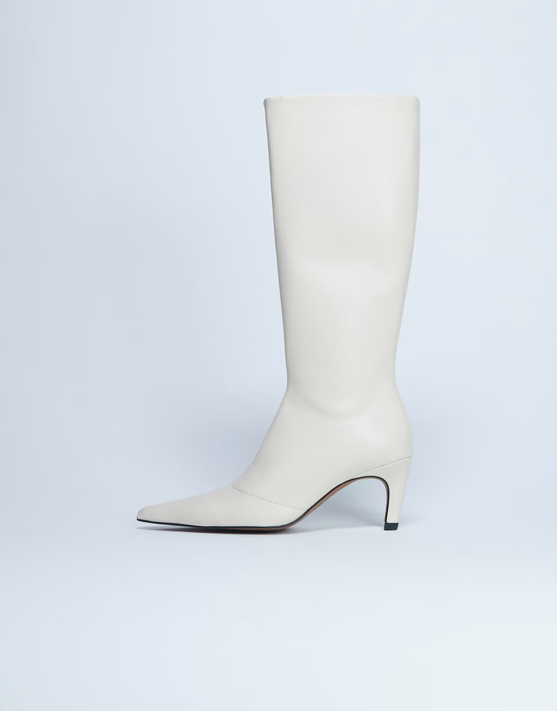 Topshop Sutton premium leather knee high heeled boots in buttermilk | ASOS (Global)
