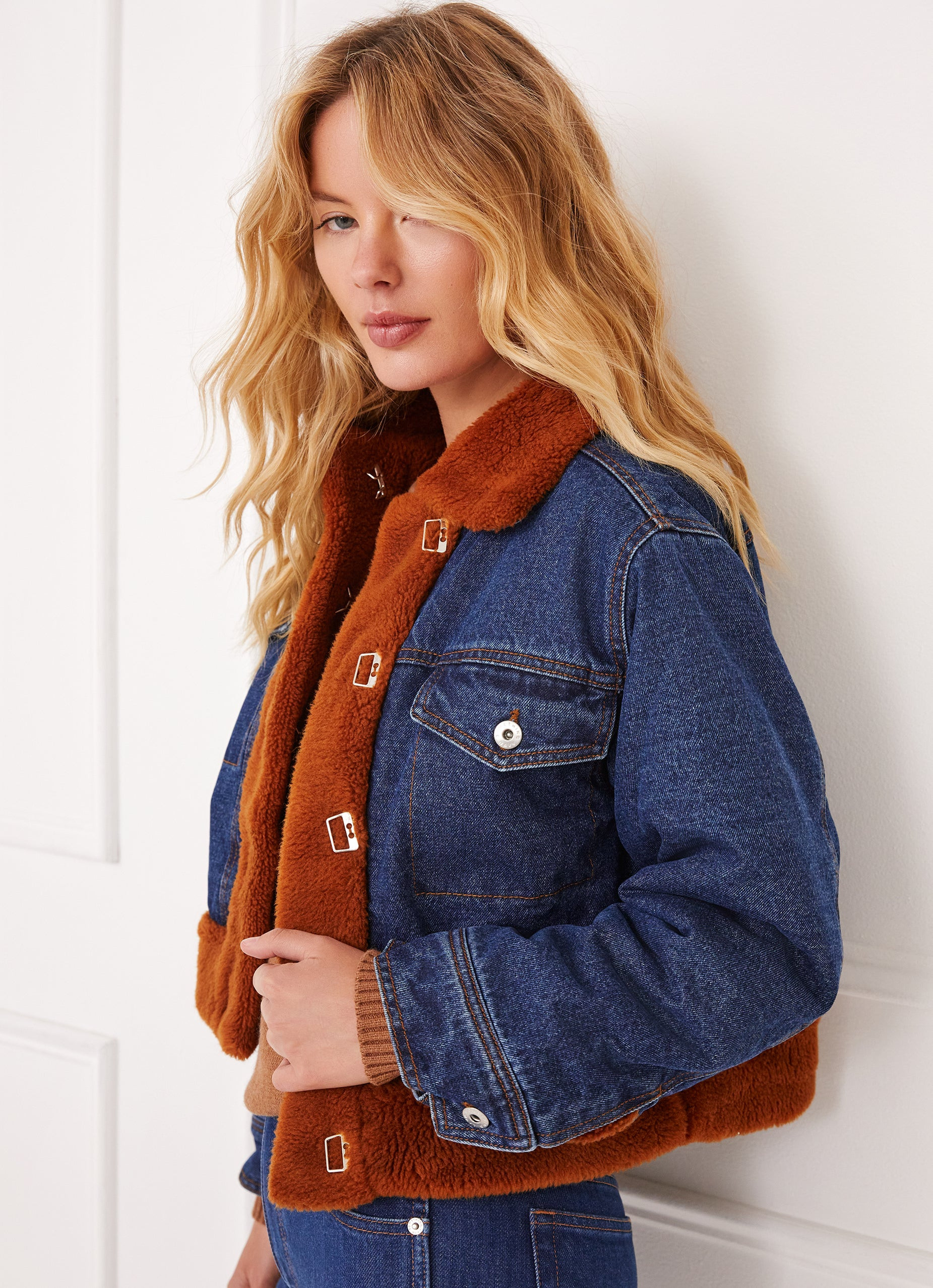 Denim Teddy Trucker Jacket | Something Navy | Something Navy