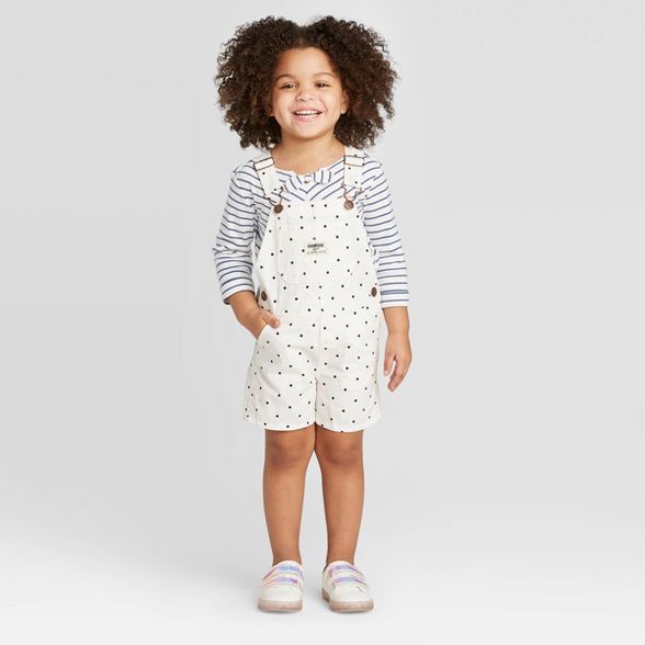 OshKosh B'gosh Toddler Girls' Polka Dot Shortall - White | Target
