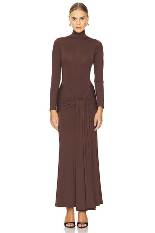 Bardot Alix Maxi Tie Front Dress in Chocolate from Revolve.com | Revolve Clothing (Global)