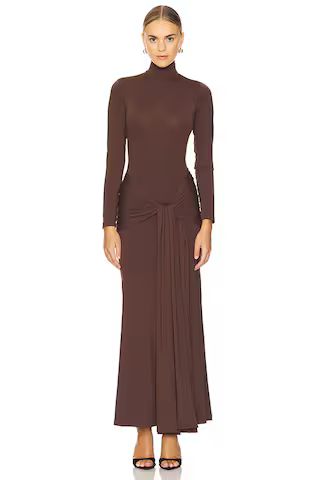 Bardot Alix Maxi Tie Front Dress in Chocolate from Revolve.com | Revolve Clothing (Global)