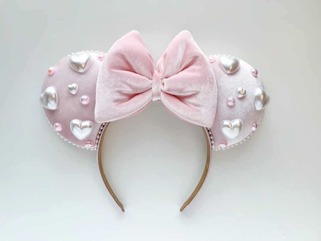 Valentines Day Pearl Velvet Inspired Mouse Ears Mickey Ears Headband | Etsy (US)