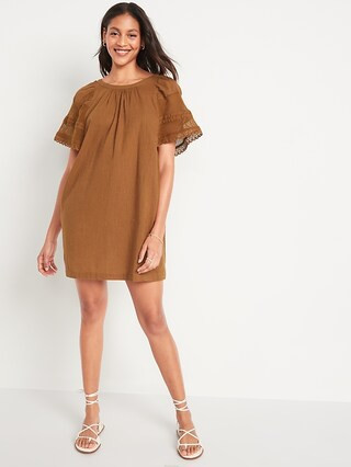 Flutter-Sleeve Tie-Back Mini Swing Dress for Women | Old Navy (US)