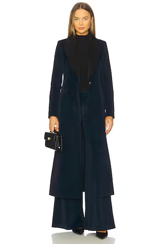 Alice + Olivia Theo Notch Collar Coat in Dark Midnight Blue from Revolve.com | Revolve Clothing (Global)