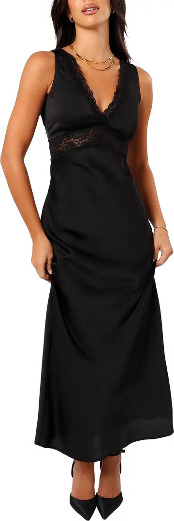 Petal & Pup Brennan Lace Trim Satin Maxi Dress | Nordstrom | Nordstrom