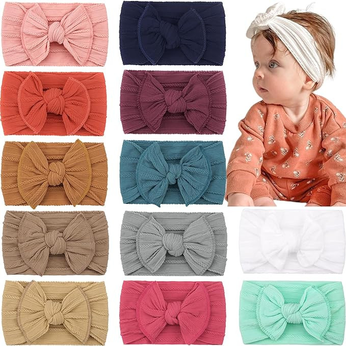 CELLOT Super Stretchy Soft Knot Headbands with Hair Bows Head Wrap Hair Accessories For Newborn B... | Amazon (US)