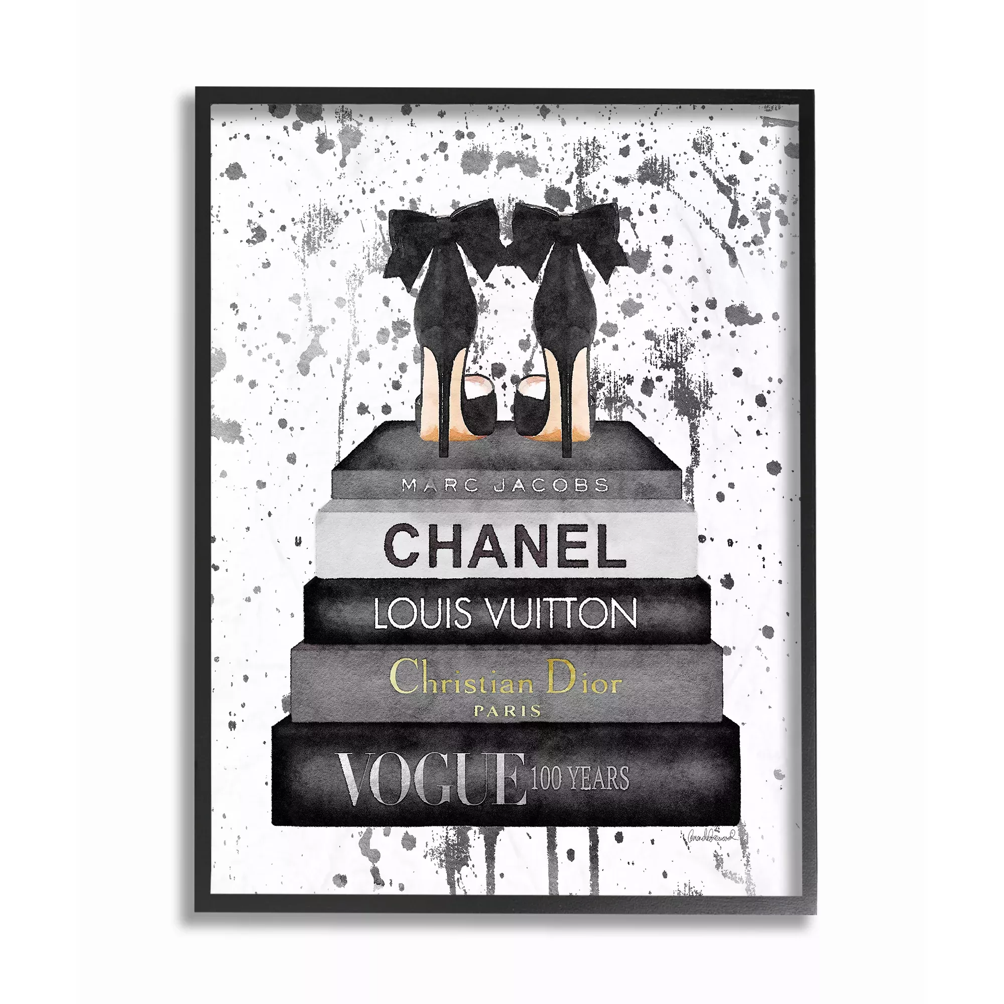 Chanel Louis Vuitton Gucci Prada Wall Art Canvas 16x16 Black &