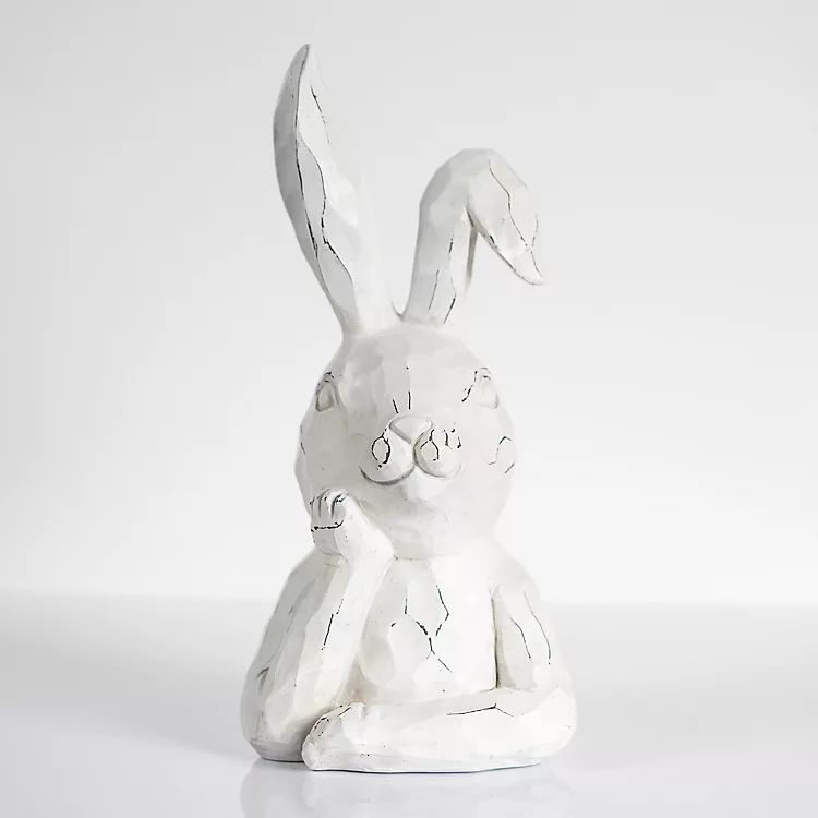 Distressed White Sassy Bunny Statue | Kirkland's Home