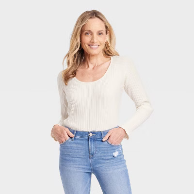 Women's Slim Fit Long Sleeve Ribbed T-Shirt - Knox Rose™ | Target