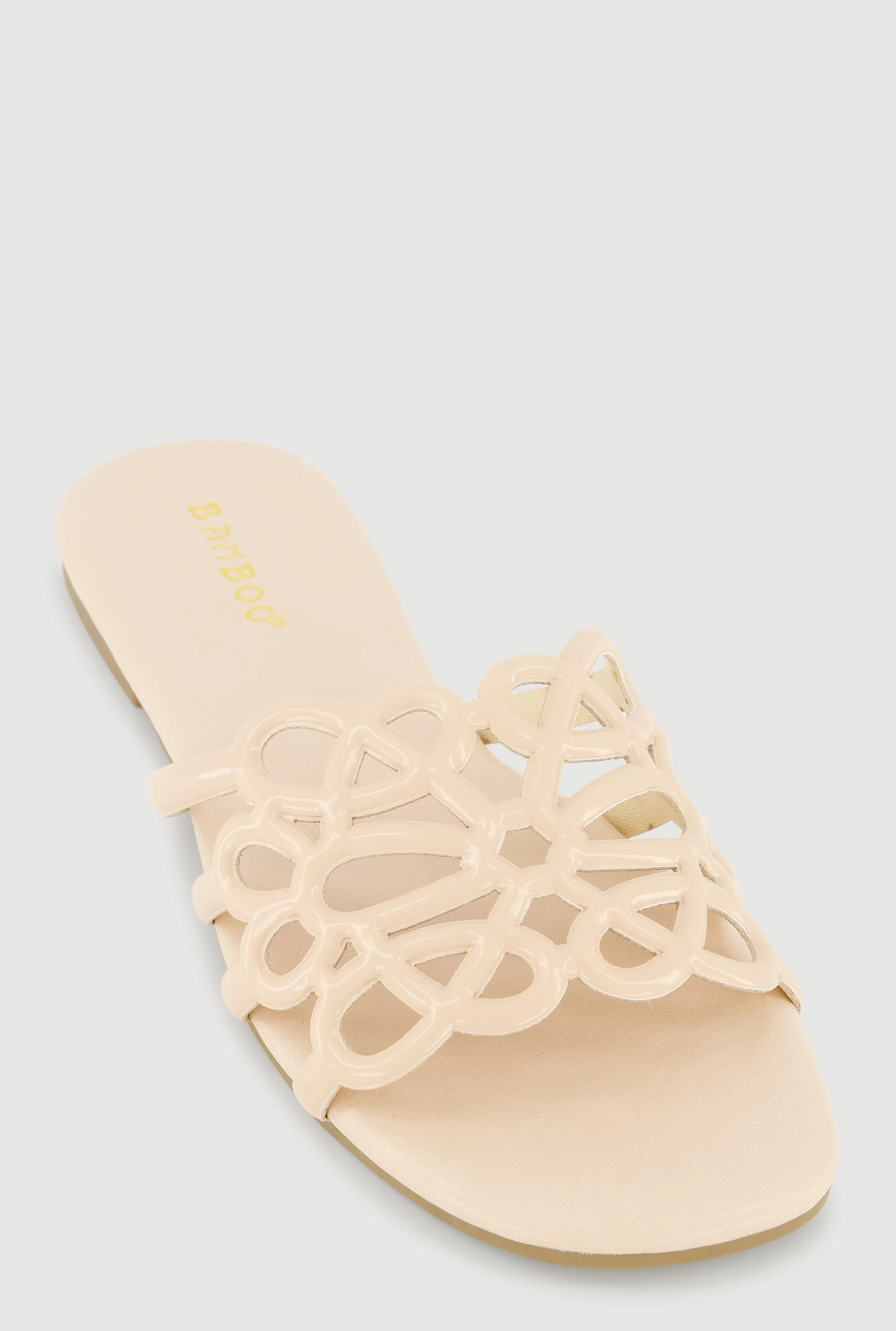 Women's Faux Leather Geometric Band Detail Slide Sandals | Walmart (US)