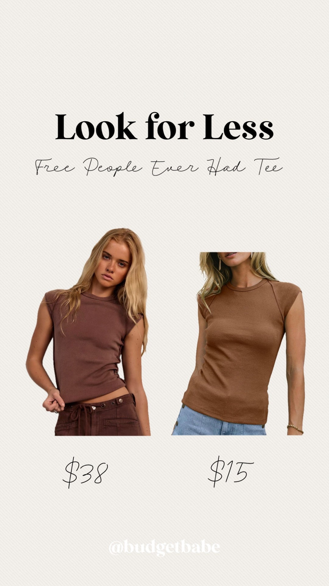 Free People versus Amazon cap sleeve tees, lots of colors. #lookalike #lookforless