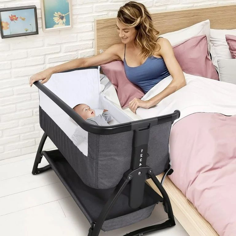 Adnoom Baby Bassinet Bedside Sleeper, Baby Bed to Babies Cradle, Adjustable 7-Level Height Portab... | Walmart (US)