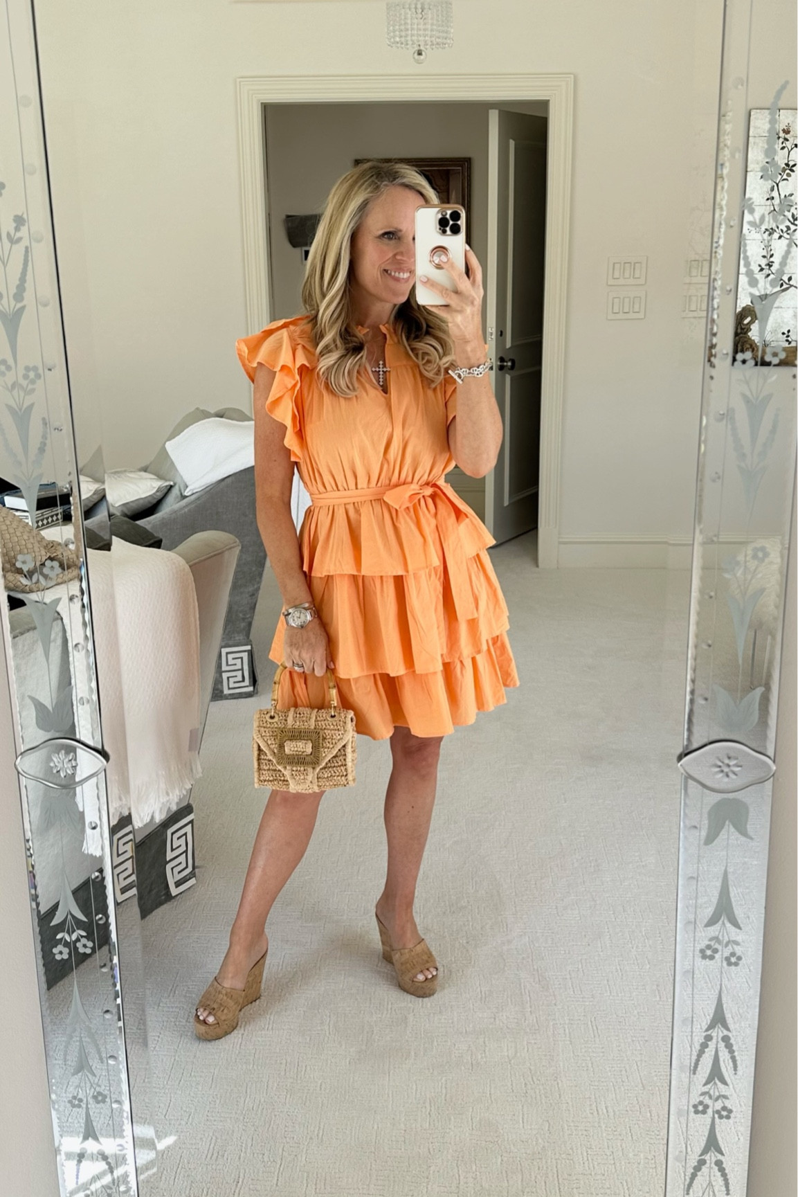 Women's Kate Belted Dress in Tangerine