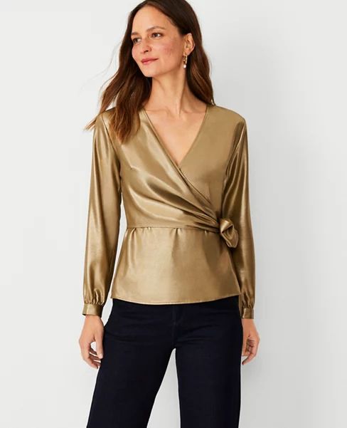 Shimmer Wrap Top | Ann Taylor (US)