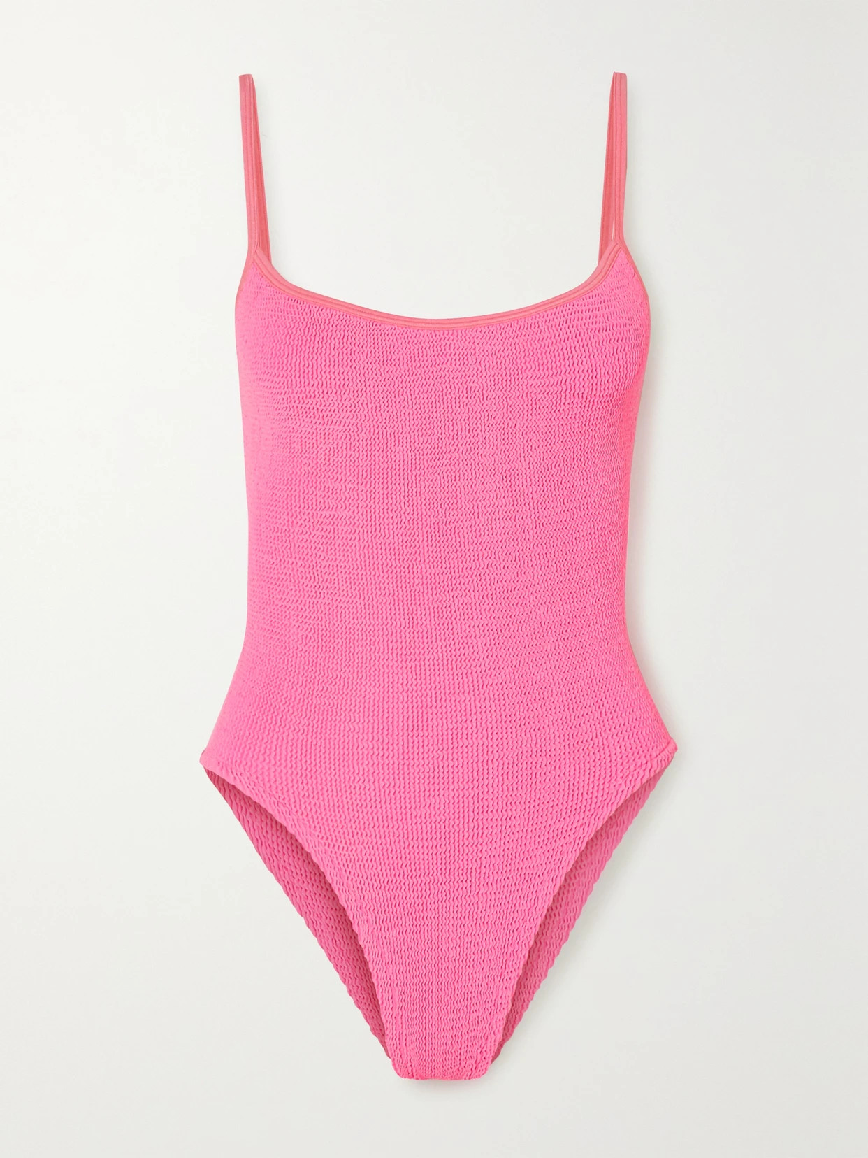Hunza G - + Net Sustain Pamela Seersucker Swimsuit - Pink | NET-A-PORTER (US)