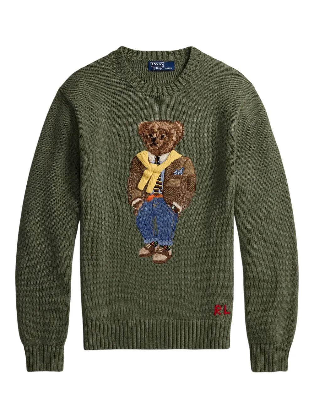 Polo Ralph Lauren Intarsia Embroidered Bear Sweater | Green | FARFETCH UK | Farfetch Global