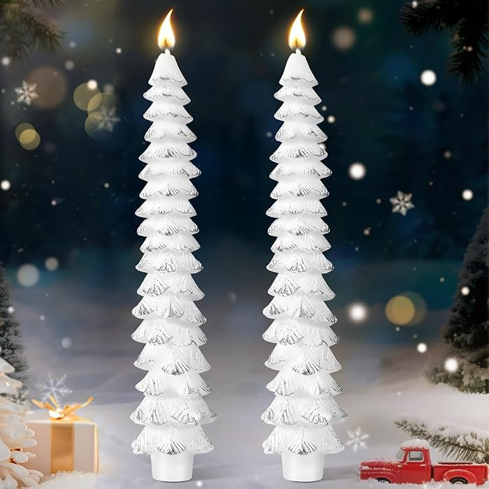 2 velas de árbol de Navidad de 10 pulgadas, velas cónicas de cera de abeja natural sin perfume ... | Amazon (US)