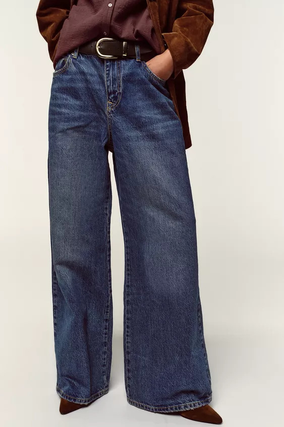 Z1975 WIDE LEG LOW RISE BELT JEANS | Zara US