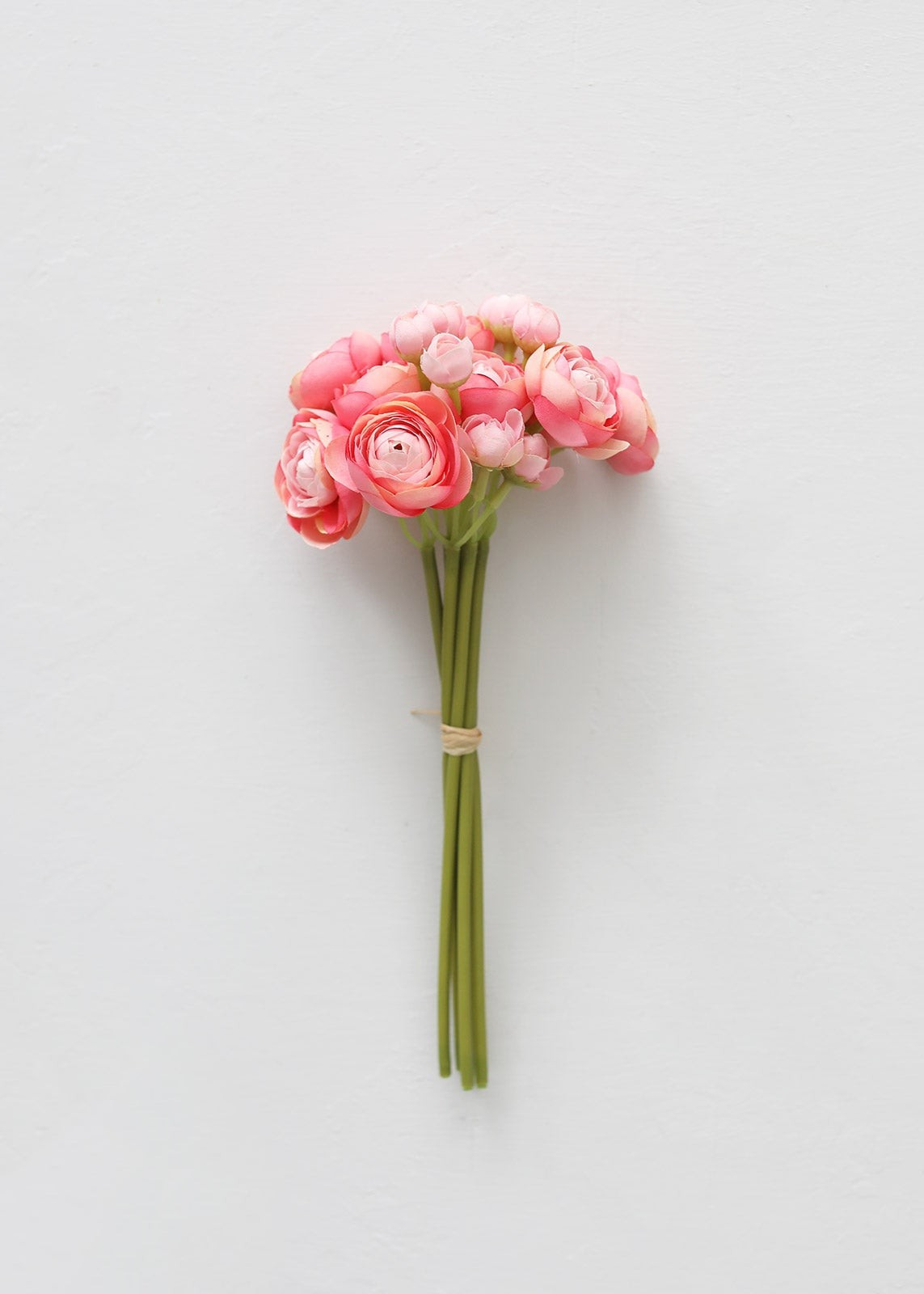 Coral Pink Fake Flower Bundle of Mini Ranunculus - 11" | Afloral (US)