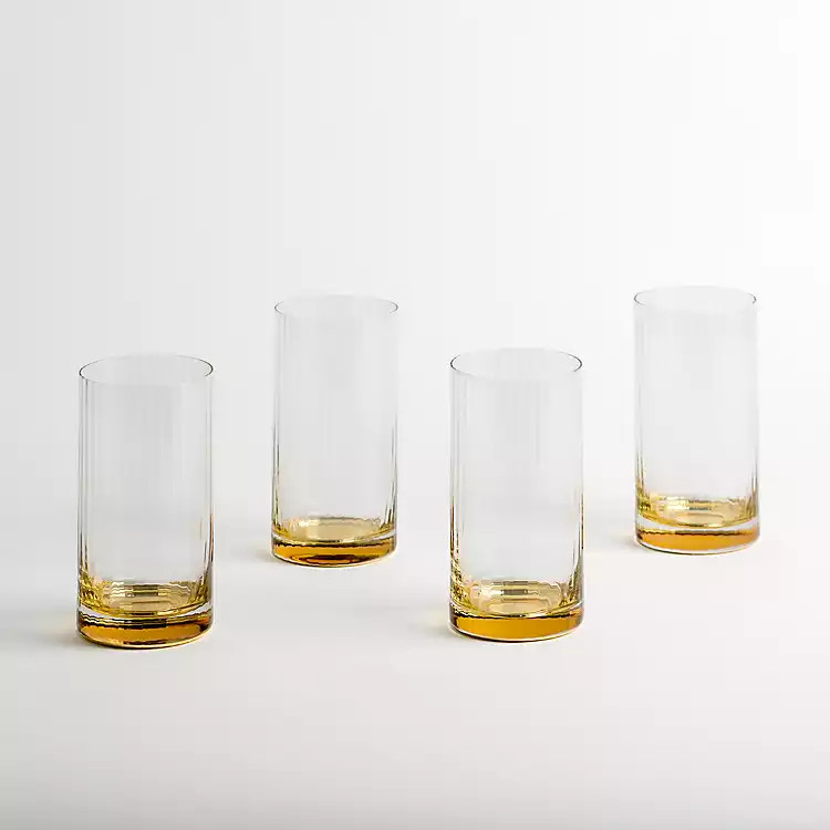 New! Ripple Gold Base Glass Tumblers, Set of 4 | Kirkland's Home