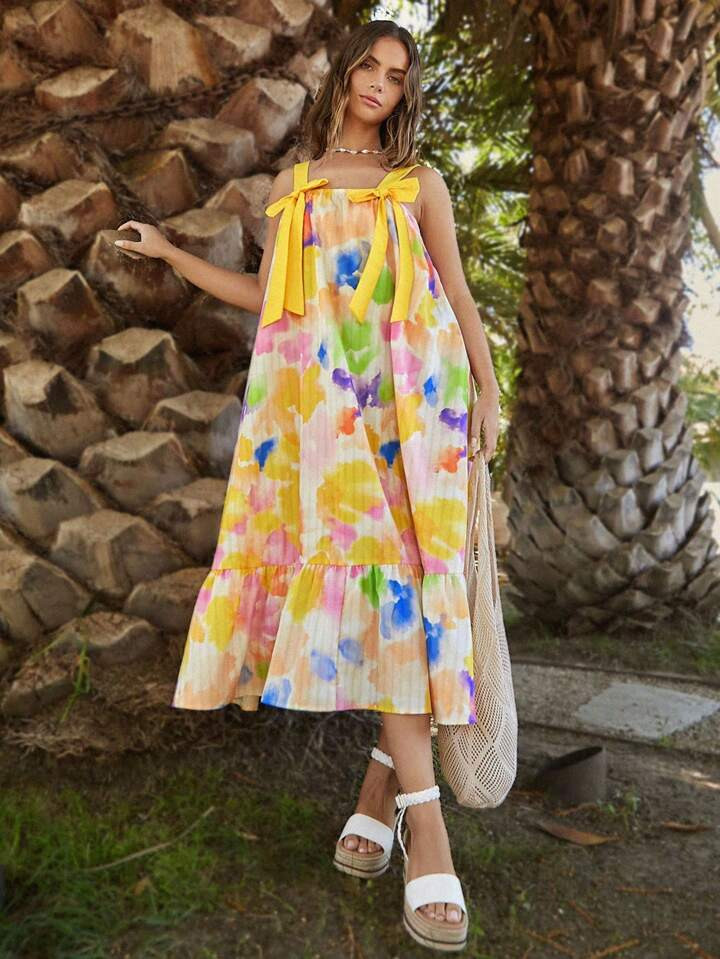Forever 21 Women's Summer Vacation Ruffle Hem Loose Dress | SHEIN USA | SHEIN