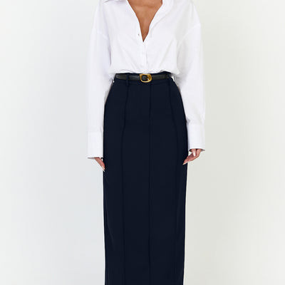 Stella Maxi Skirt - High Waisted Pencil Skirt in Navy | Showpo (US, UK & Europe)