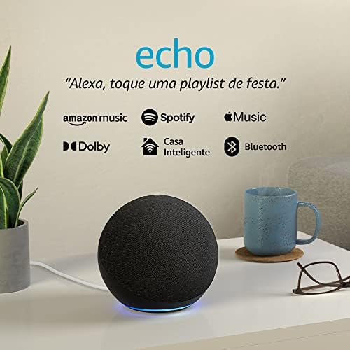 Echo com Alexa (4ª Geração): Com som premium e hub Zigbee de casa inteligente - Cor Preta | Amazon (BR)