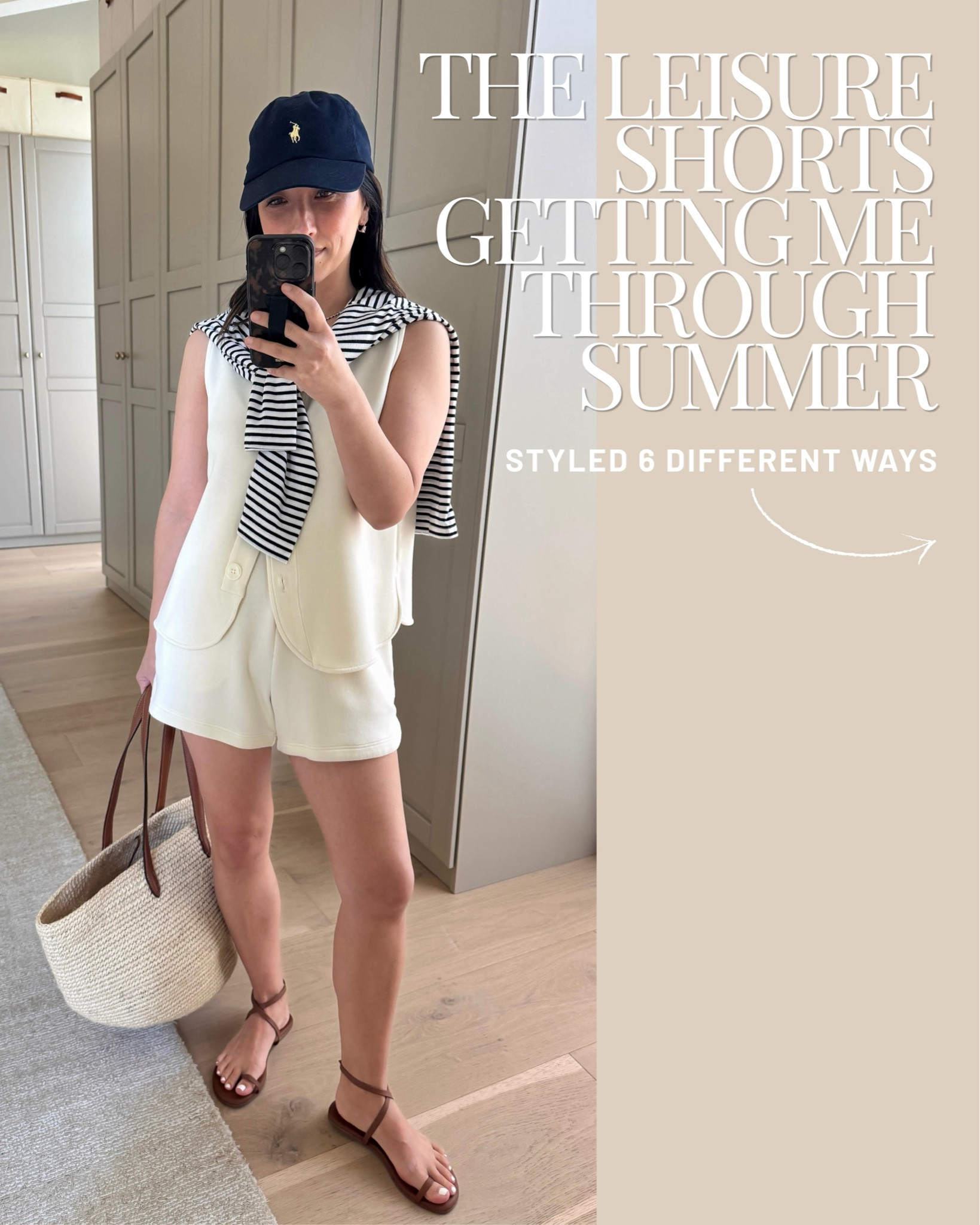 These are the shorts I've been reaching for all summer - comfortable enough for everyday mom life but easy to style in a way that still feels elevated.

Look 1:
Varley tank xs 
Varley shorts small 
Tkees sandals 5 
Hunting Season tote 
Polo cap 
AYR stripe tee xs - old, linked similar
Dorsey James necklace 15” 
Electric Picks earrings

Look 2:
Gap shacket petite xs - old, linked similar
Madewell tee - linked similar
Varley shorts small 
Minnow sweater small 
Amazon socks 
Bimba Y Lola sneakers 5 - run big 
Aritzia tote - sold out, linked similar
Polo Ralph Lauren hat - linked similar
Dorsey James necklace 15” 
Electric Picks earrings

Look 3:
Varley tank small 
Varley zip through xs 
Varley shorts small 
Amazon socks 
Zara sneakers 6 
Celine sunglasses 
The Row bag - small 
Electric Picks earrings 
Dorsey James necklace 15”

Look 4:
Gap sweatshirt small - linked similar
Everlane box cut tee medium 
Varley shorts small 
Amazon socks 
Bimba Y Lola sneakers 5 - run big. 
The Row tote medium 
Polo Ralph Lauren hat 
Dorsey James necklace 15” 
Dorsey Maxwell earrings medium

Look 5:
Varley pullover xs
Varley shorts small
Adidas Spezial 4 men’s - linked similar
Mansur Gavriel tote
Celine sunglasses

Look 6:
Varley top xs 
Varley Ollie shorts small 
Amazon socks 
Madewell tank small 
Adidas Samba 5 - linked similar
Polo Ralph Lauren hat 
Uniqlo sling bag

#LTKmomlife #LTKPetite