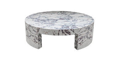 Eclissi Marble Round Coffee Table with Block Legs - FINAL SALE | Manhattan Home Design