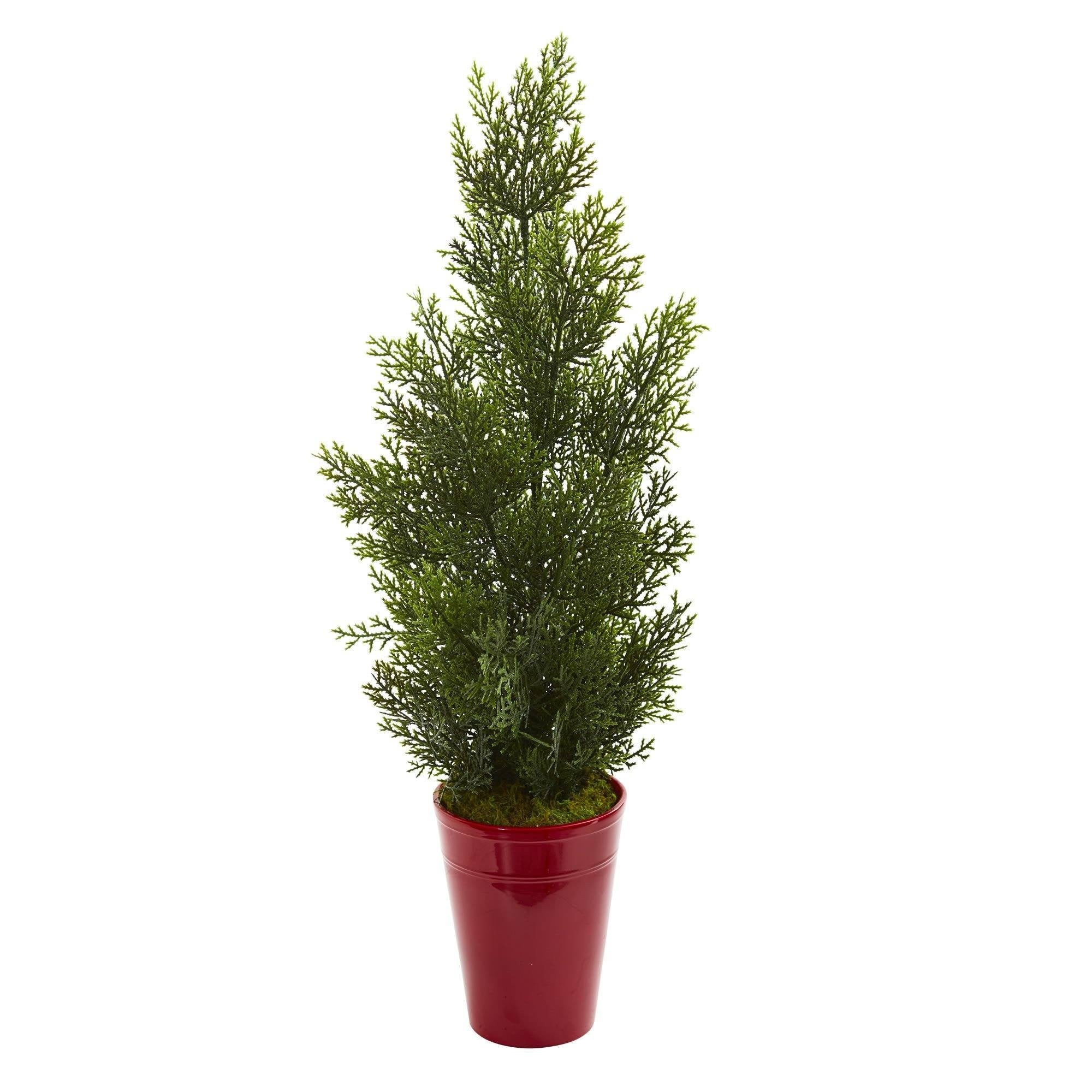 27” Mini Cedar Artificial Pine Tree in Decorative Planter (Indoor/Outdoor) 5694 Nearly Natural | Nearly Natural