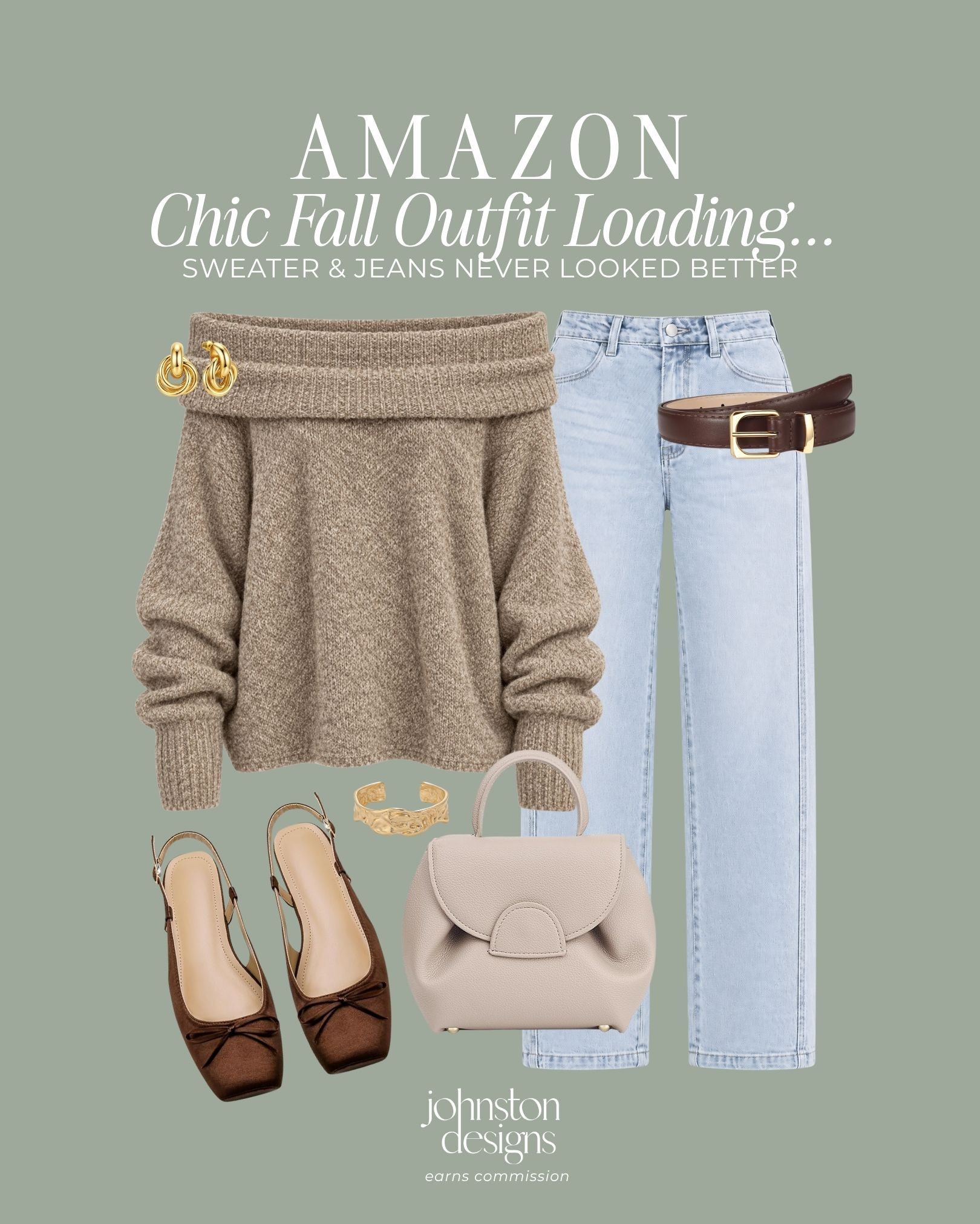Sweater & jeans never looked better. 🤎 An off-the-shoulder knit, light-wash denim, and brown bow flats make the sweetest fall outfit! Finish with a neutral handbag and gold jewelry for an easy, polished look.

#amazonfashion #falloutfit #sweaterweather #offtheshouldersweater #widelegjeans #bowflats #neutralstyle #everydayoutfit #fallfashion #amazonfinds 

 #LTKootd #LTKSeasonal