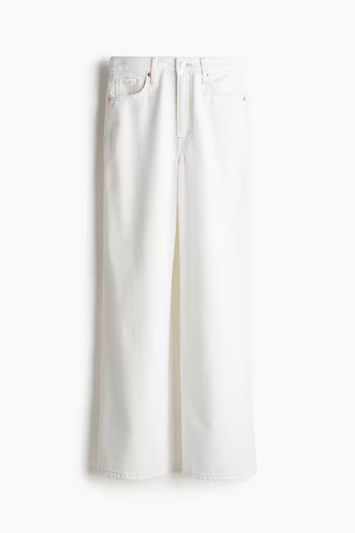 H & M - Curvy Fit Feather Soft Wide Ultra High Jeans - White | H&M (UK, MY, IN, SG, PH, TW, HK)
