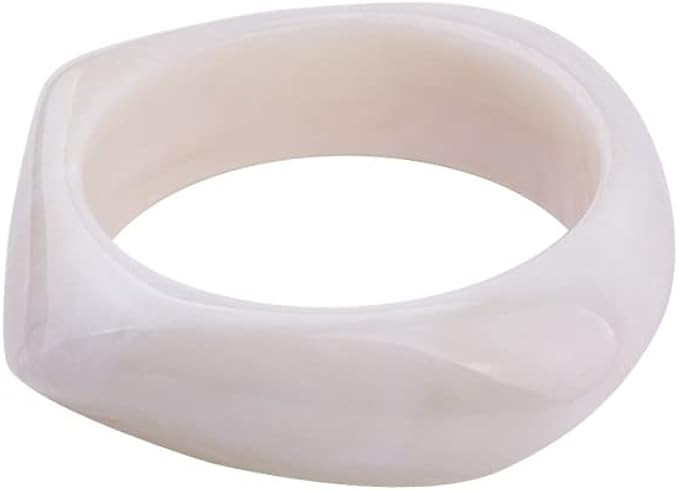 Pingyongchang Multiple Color Square Acrylic Resin Bangle Bracelet Resin Wide Irregular Geometric ... | Amazon (US)