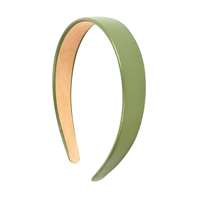 Motique Accessories 1 Inch Vegan Leather Headband for Women and Girls (Olive) | Amazon (US)